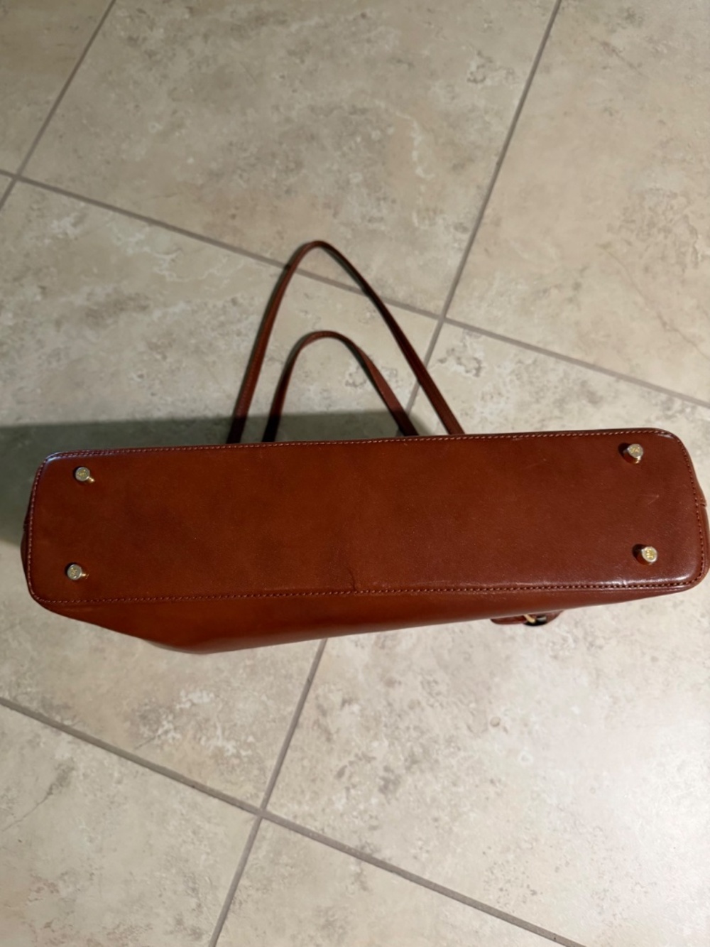 Fabulous Vintage Monsac Leather Shoulder Tote — Cognac Brown, Italian Leather - Picture 8 of 10